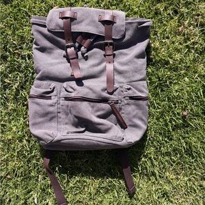 Greg Norman Collection Charcoal Backpack with Chocolate Straps